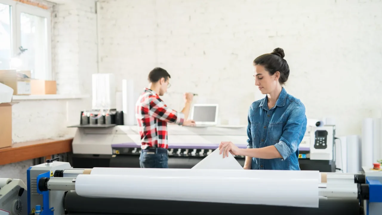 Plusieurs collaborateurs d'une imprimerie travaillant simultanément sur la même solution de gestion